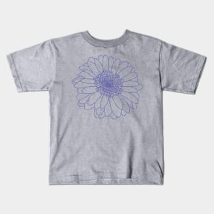 Very Peri Periwinkle Blue Gerbera Floral Line Drawing Color of the Year 2022 Kids T-Shirt